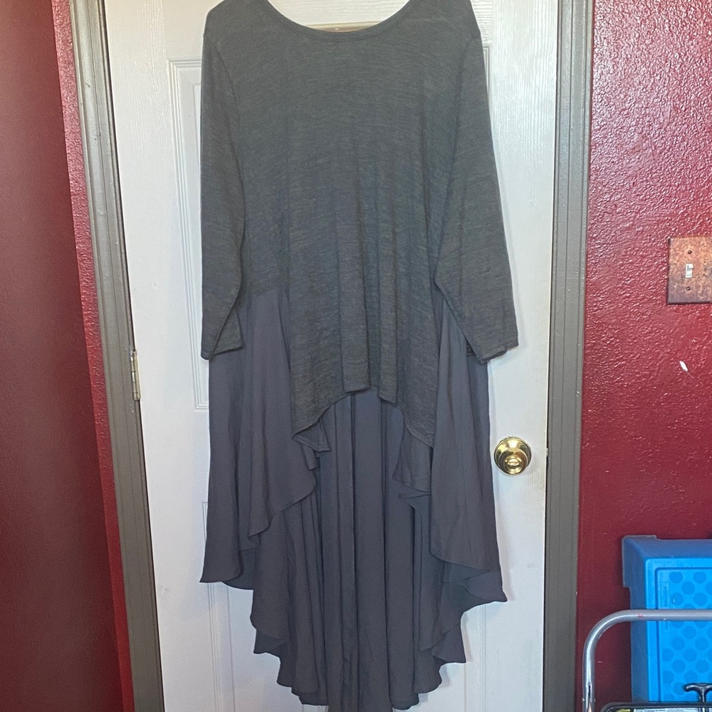 DG2 by Diane Gilman Gray Asymmetrical Blouse